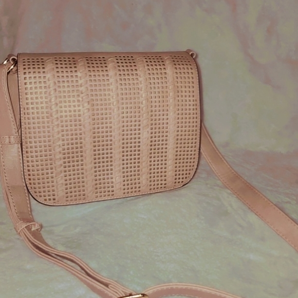 Francesca's Nola Perforated Saddle Crossbody Purse - Picture 1 of 5